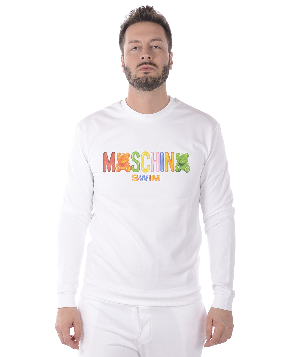 Felpa Moschino Swim Sweatshirt Hoodie Cotone Uomo Bianco A1701 2318 1