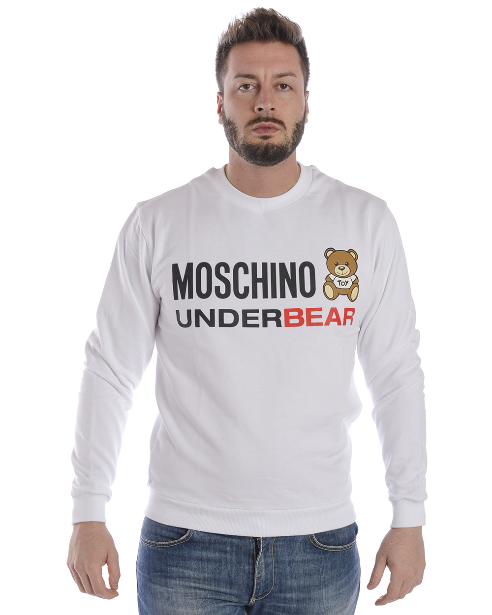 Felpa Moschino Underwear Sweatshirt Hoodie Cotone Uomo Bianco A1713 8129 1