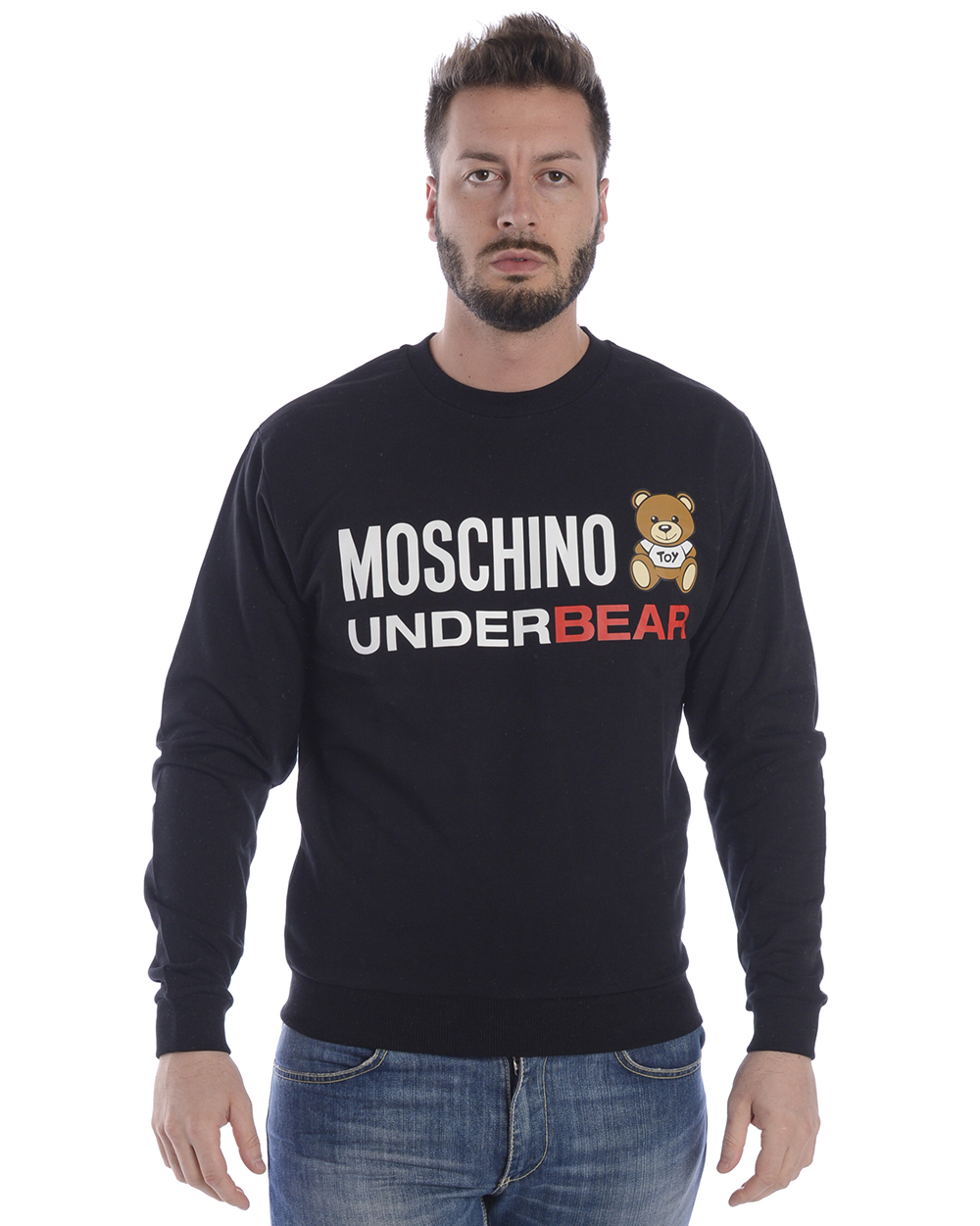 Felpa Moschino Underwear Sweatshirt Hoodie Cotone Uomo Nero A1713 8129 555