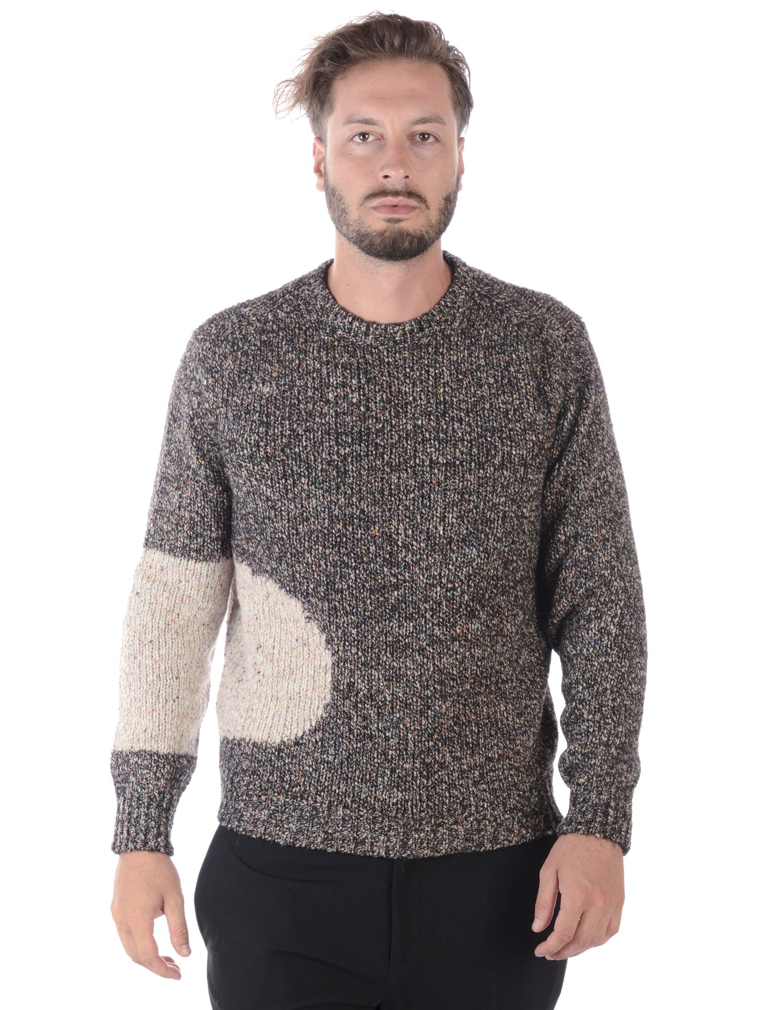 Maglia Maglione Daniele Alessandrini Sweater Lana ITALY Uomo Nero FM81200J 1