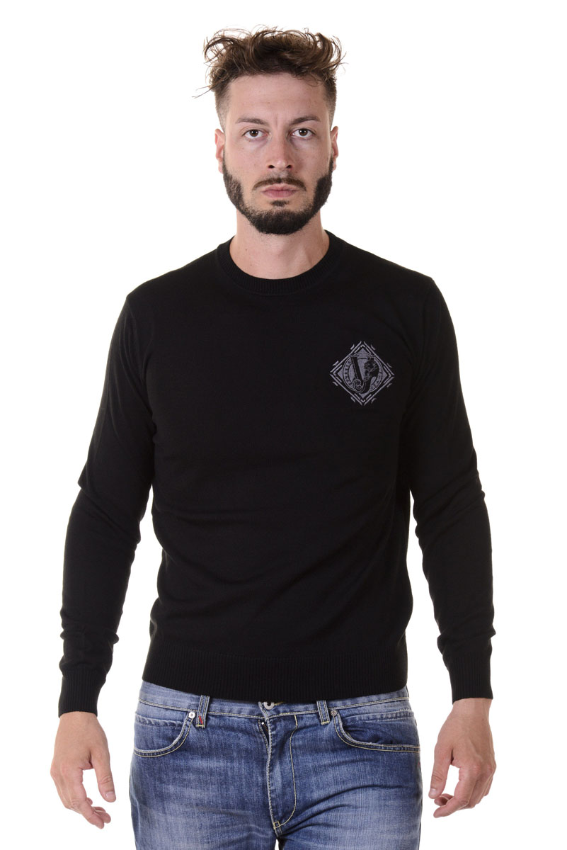 Versace Jeans Sweater Pullover Wool Man Blacks B5GQA818 899 Sz.S MAKE OFFER