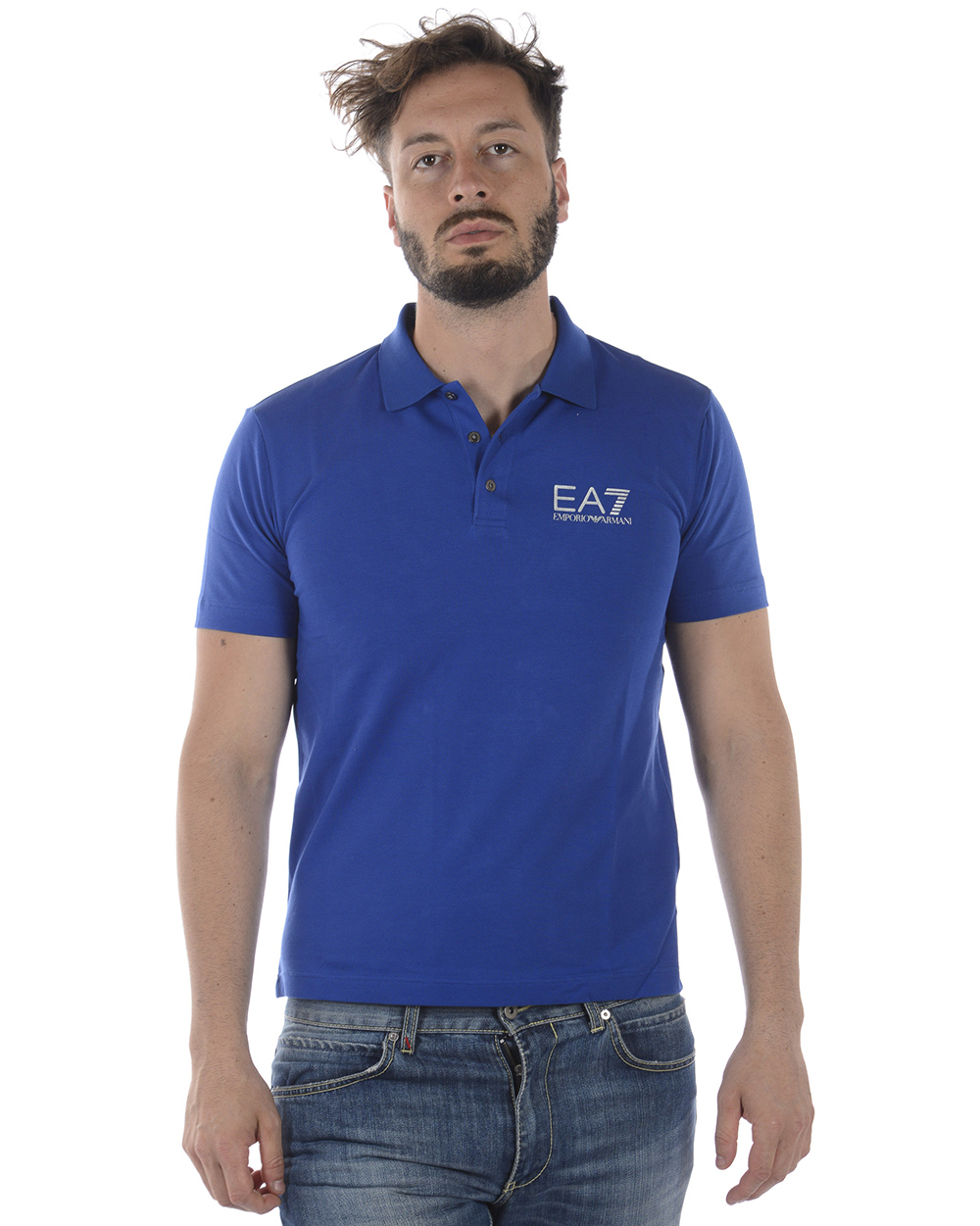 Emporio Armani EA7 Polo Shirt Cotton Man Blue 3ZPF52PJ04Z 1570 Sz XXL MAKE OFFER