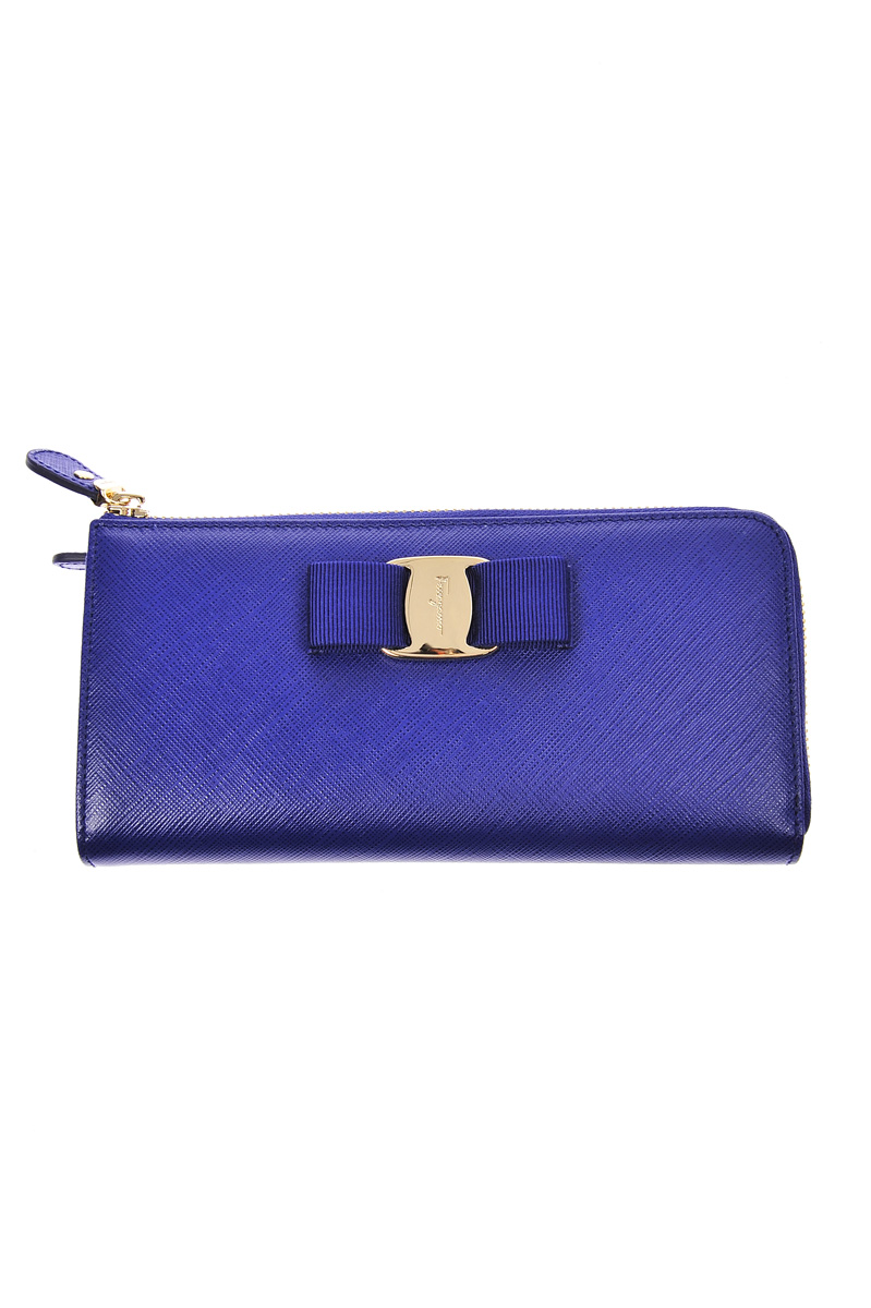 Salvatore Ferragamo Wallet Leather ITALY Woman Blues 22C124 Sz.U MAKE OFFER