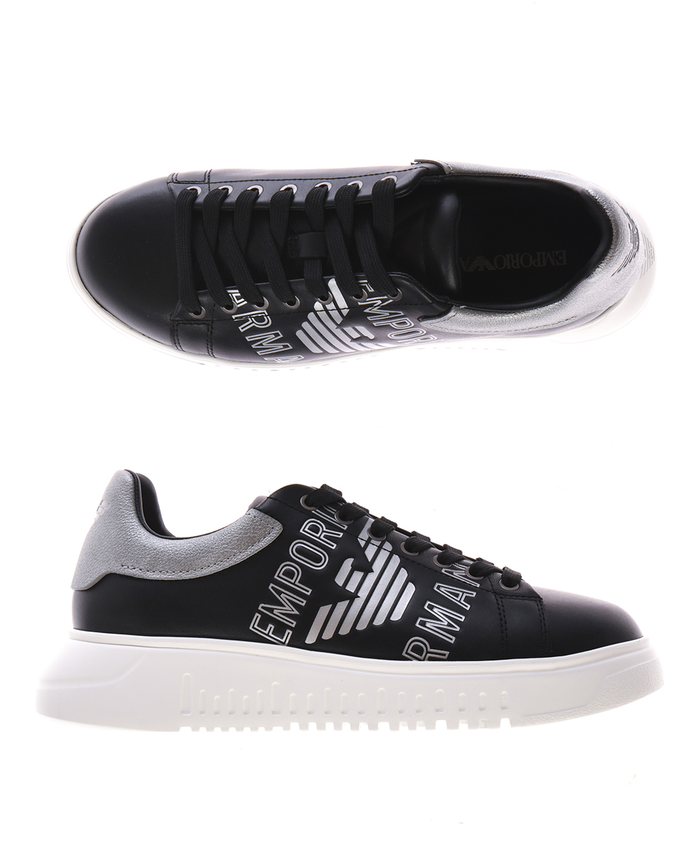 Emporio Armani Shoes Sneaker Leather Man Black X4X264 XM041 A114 Sz 41 MAKEOFFER