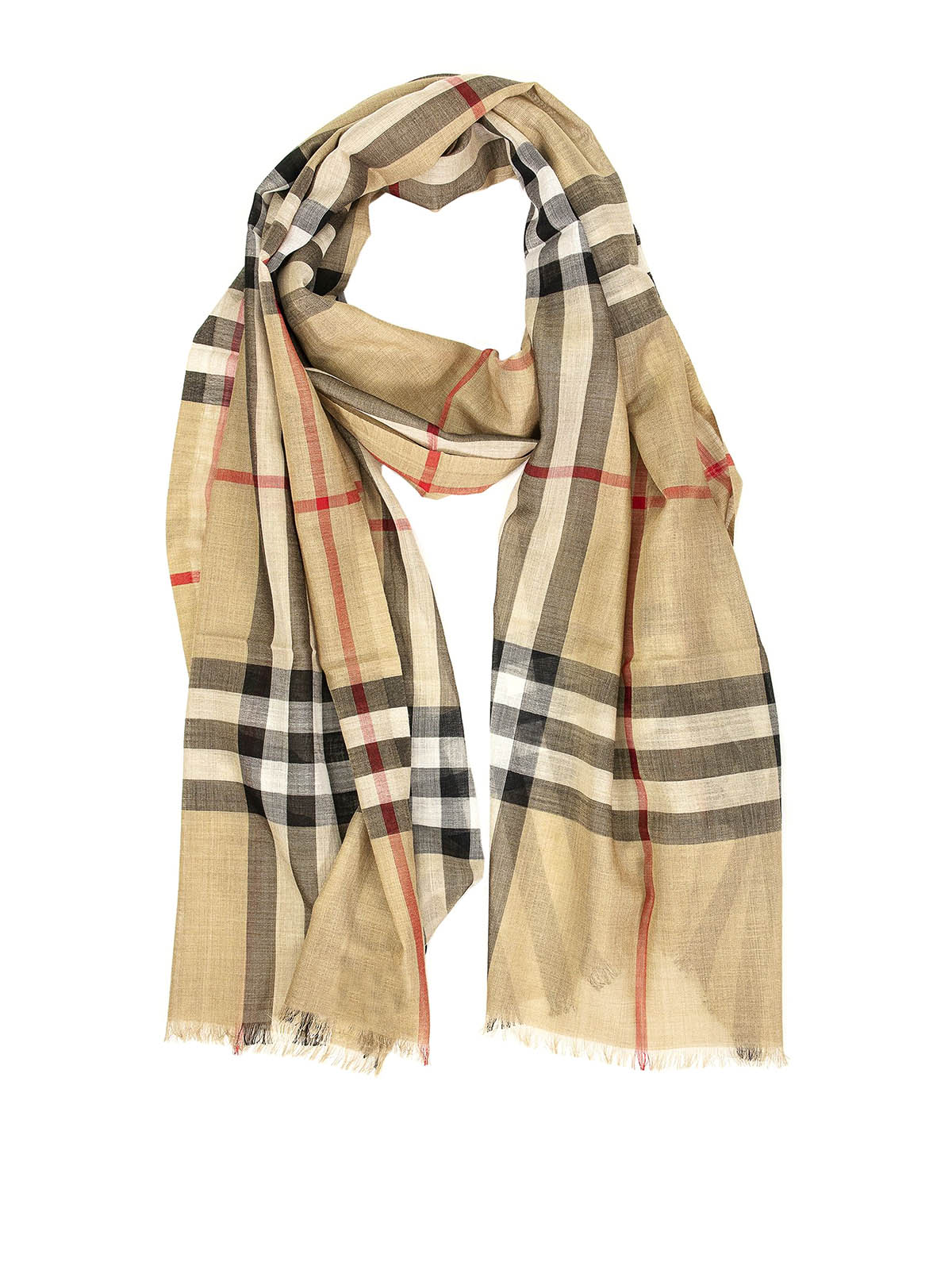 Burberry Scarf MU GIANT CHECK GAUZE MADE IN ITALY Unisex Beige 8018468 Sz. U