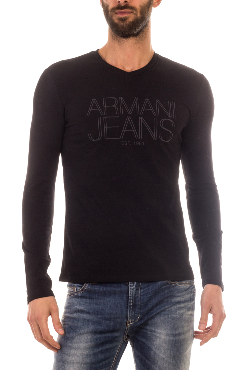 T shirt Maglietta Armani Jeans AJ Sweatshirt Cotone Uomo Nero 6X6T116J0AZ 1200