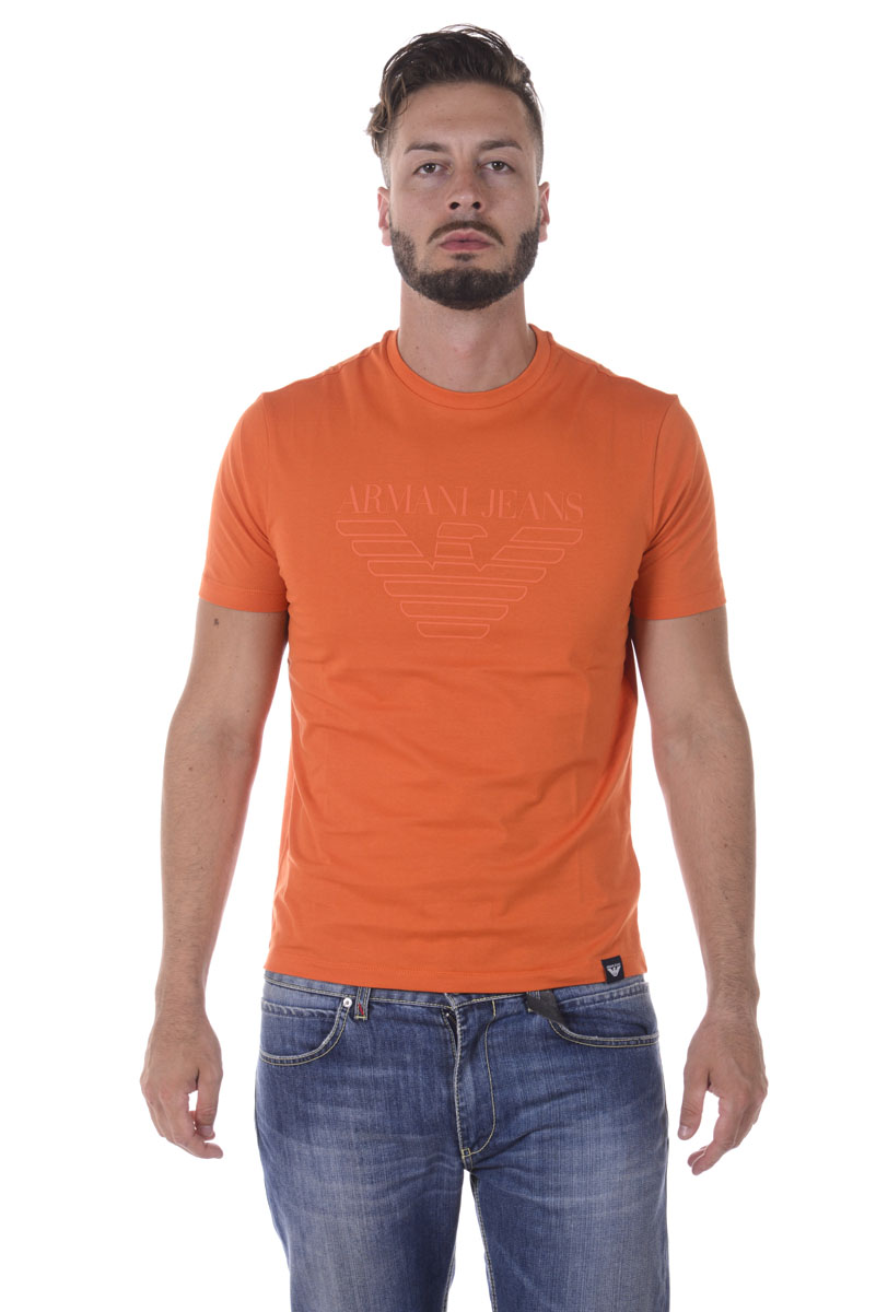 Armani Jeans AJ T Shirt Sweatshirt Man Orange 6Y6T156J00Z 1665 Sz S MAKE OFFER