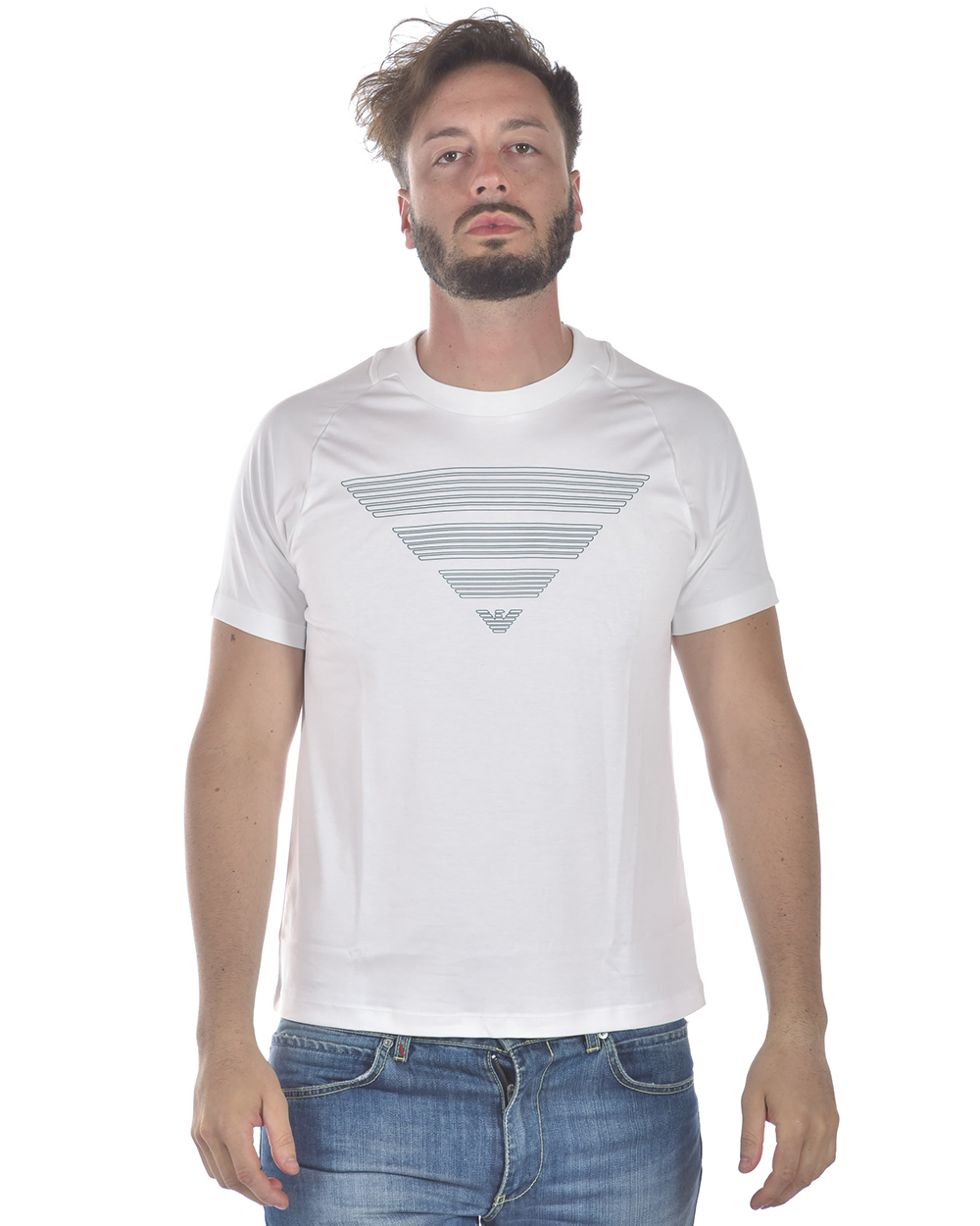 T shirt Maglietta Emporio Armani Sweatshirt Cotone Uomo Bianco 3Z1T711JPRZ 100