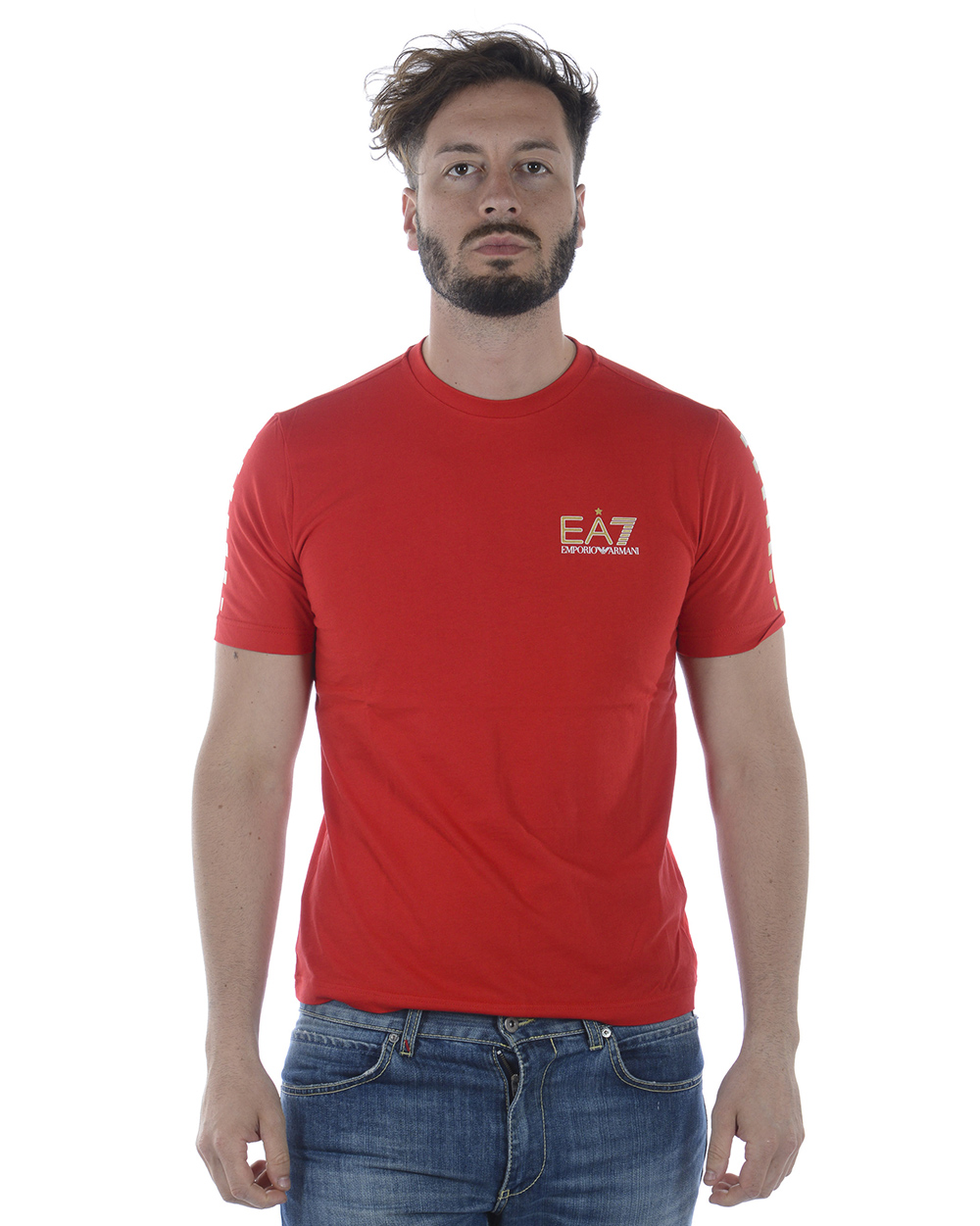 T shirt Maglietta Emporio Armani EA7 Sweatshirt Uomo Rosso 3ZPT87PJ02Z 1451