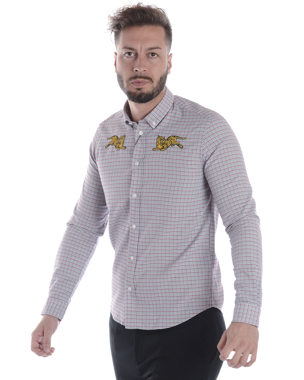 KENZO TIGER CHECK men shirt, cotton, checked, long sleeve KENZO TIGER CHECK men shirt, cotton, checked, long sleeve