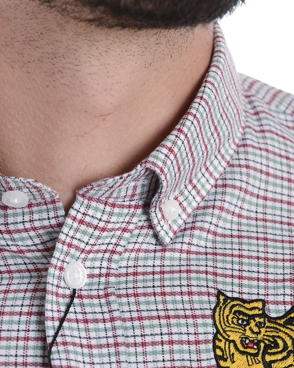 KENZO TIGER CHECK men shirt, cotton, checked, long sleeve