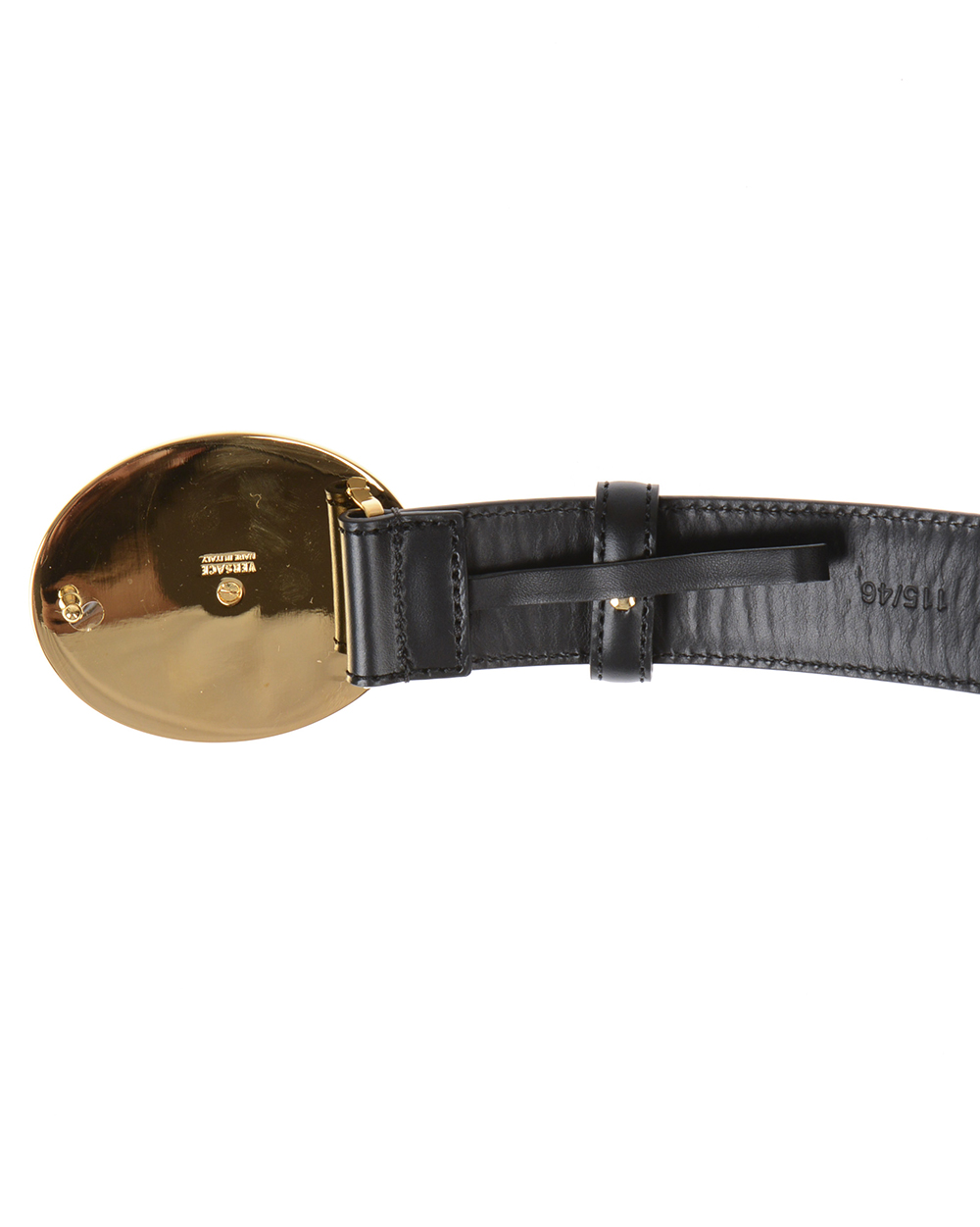 versace ベルト GIANNI VERSACE Mens Black Studded Rhinestone Medusa Head