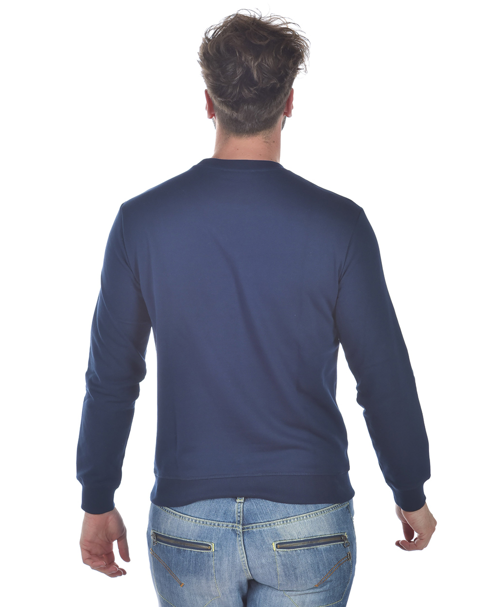 パーカー・フーディ EMPORIO ARMANI Men Sweatshirts 6K1MY9 1MF8Z0922 BLUE Double-jersey hooded sweatshirt with flocked logo | Emporio