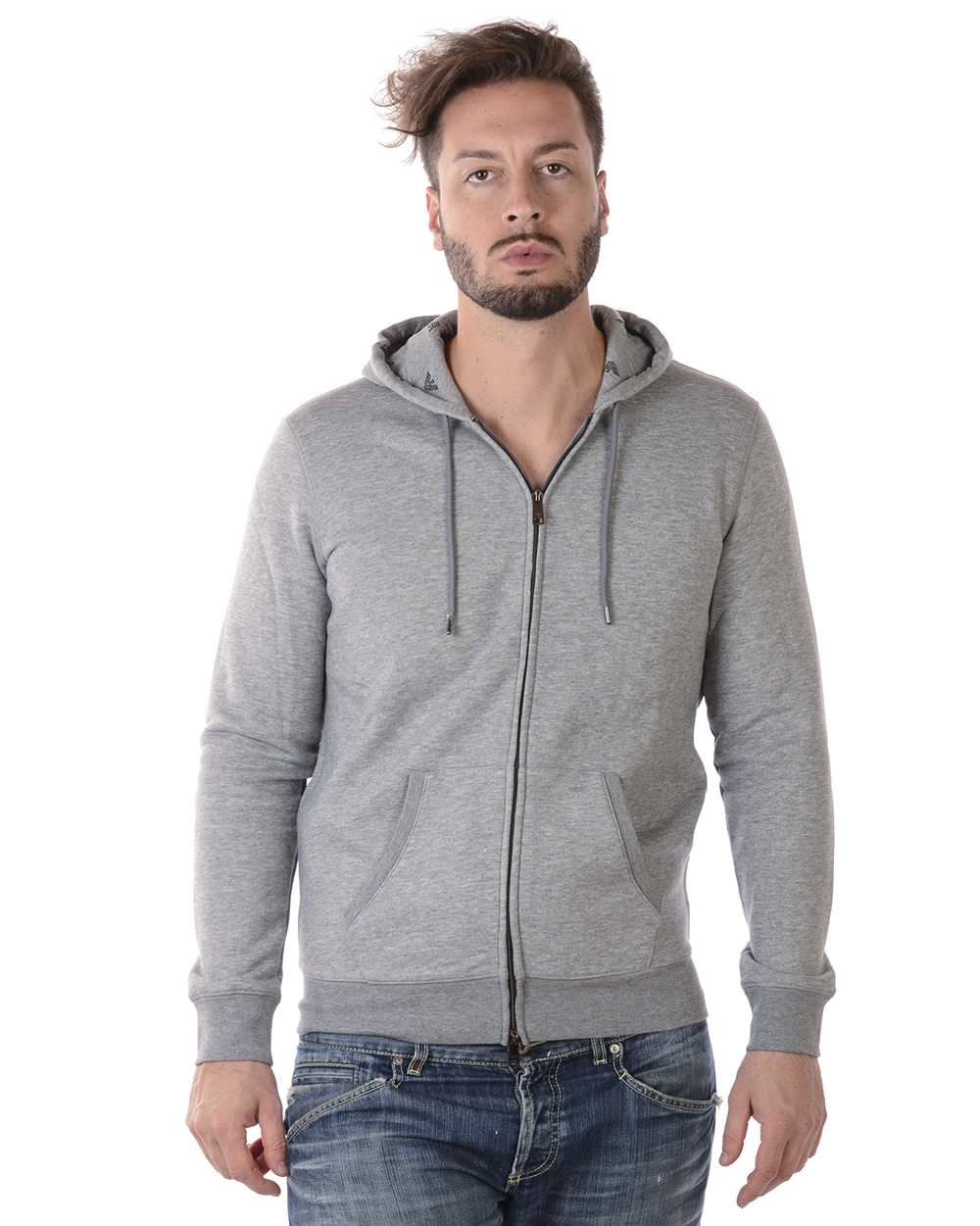 パーカー・フーディ Emporio Armani Embroidered Sweatshirt Emporio Armani Sweatshirt Hoodie Man Grey 8N1M011JQPZ 630 Sz