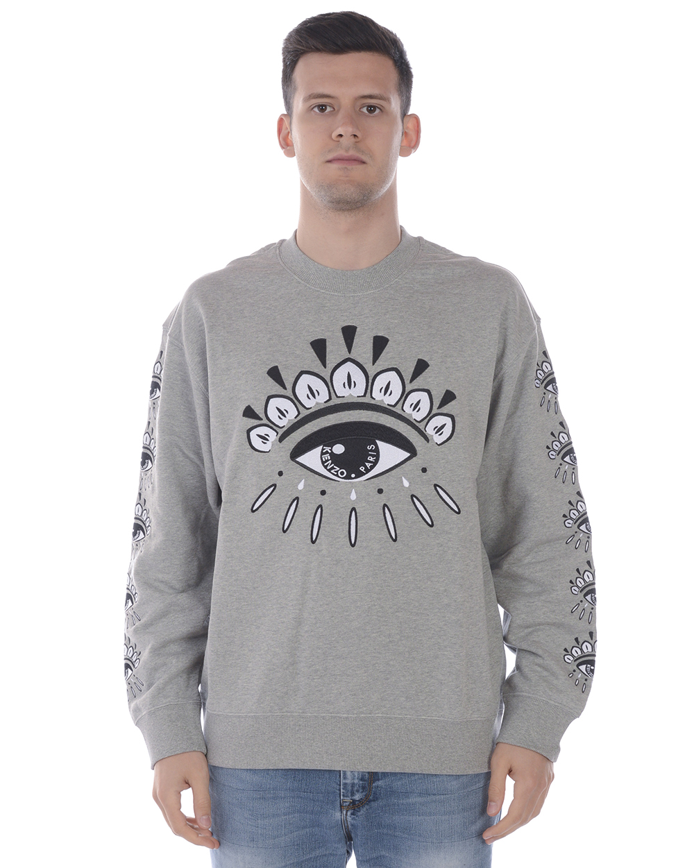 Felpa Kenzo Sweatshirt Hoodie Cotone Uomo Grigio 4XJ 5SW558 94 Tg