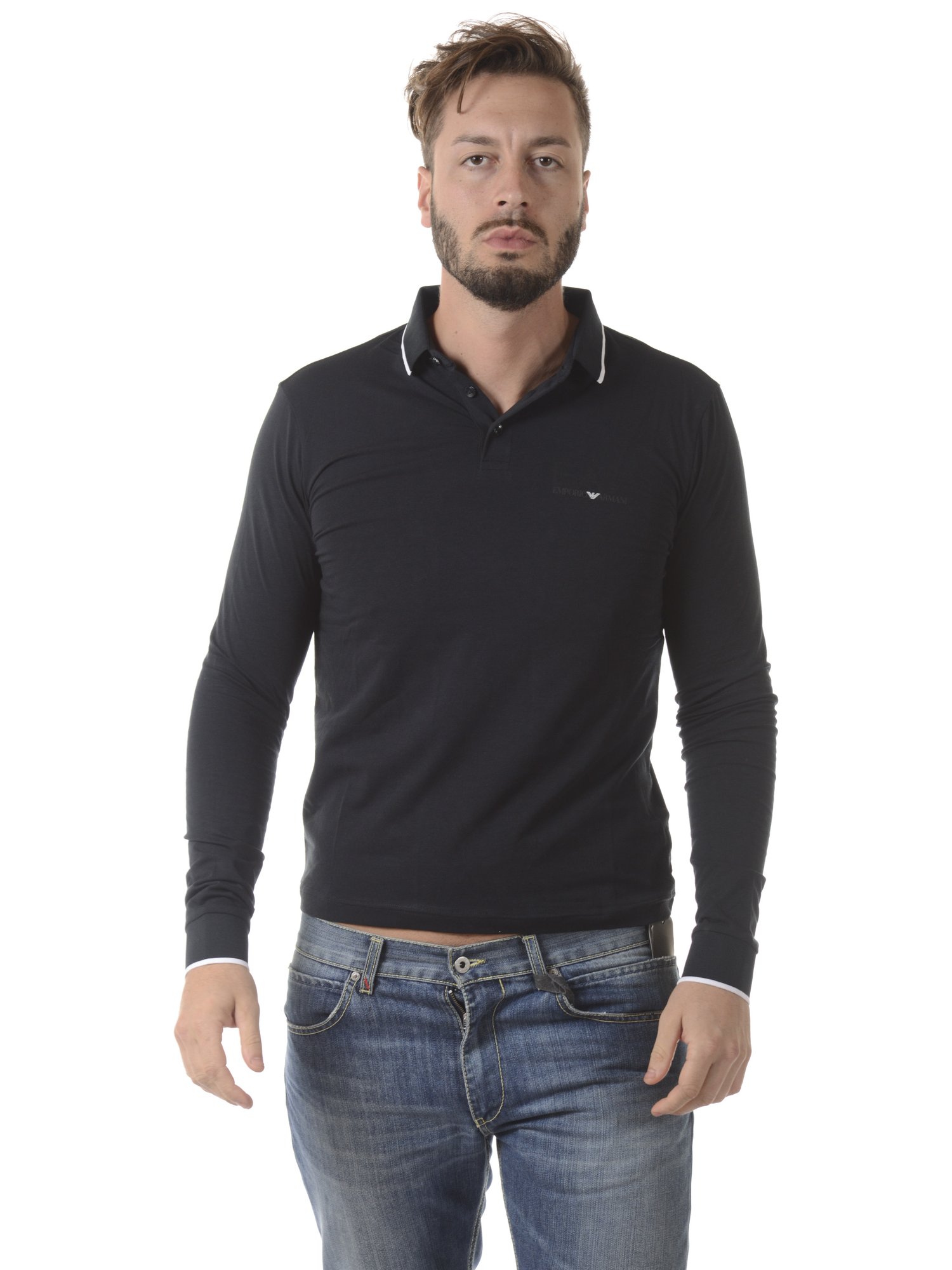 Emporio Armani EA7 Polo Shirt Cotton Man Blue 6YPF62PJ03Z 1578 Sz