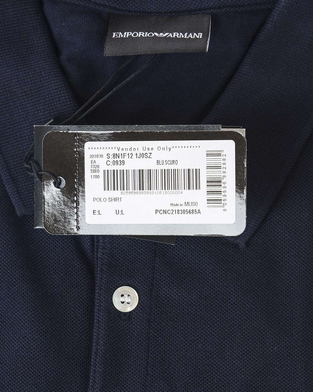 Emporio Armani Polo Shirt Cotton Man Blue 8N1F121J0SZ 939 Sz