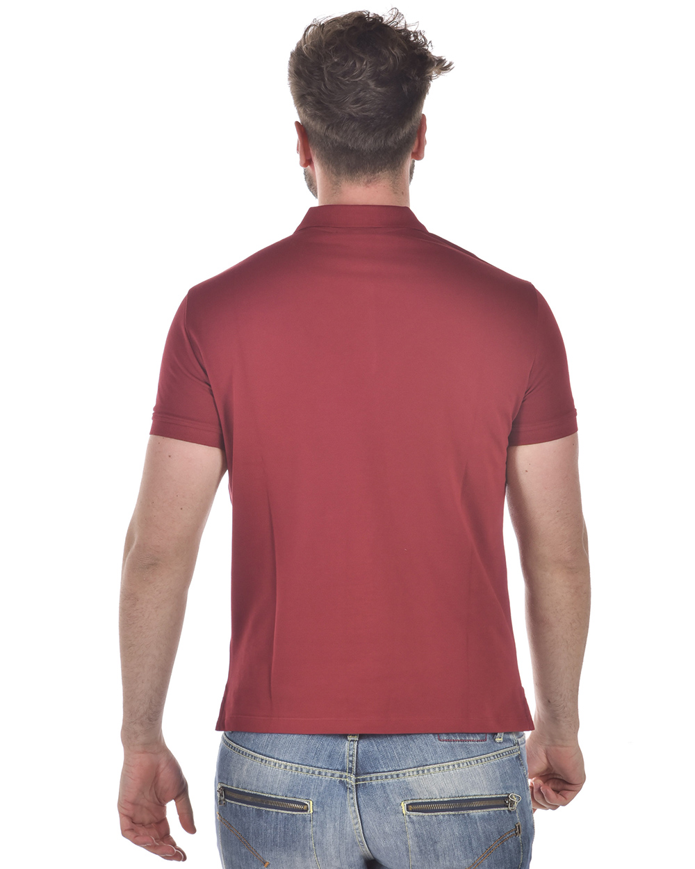 Giorgio Armani Vネックポロシャツ 48 ワインレッド Emporio Armani Polo Shirt Cotton Man Bordeaux 8N1F121J0SZ