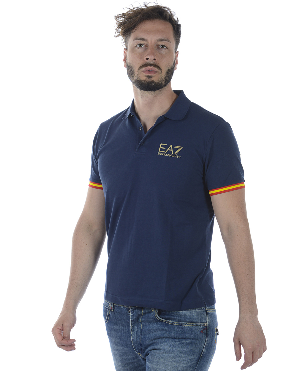 ＮＥＷ Emporio Armani 3KTV65-TJ3PZ-1554 Emporio Armani EA7 Polo Shirt Cotton Man Blue 3ZPFA3PJ04Z