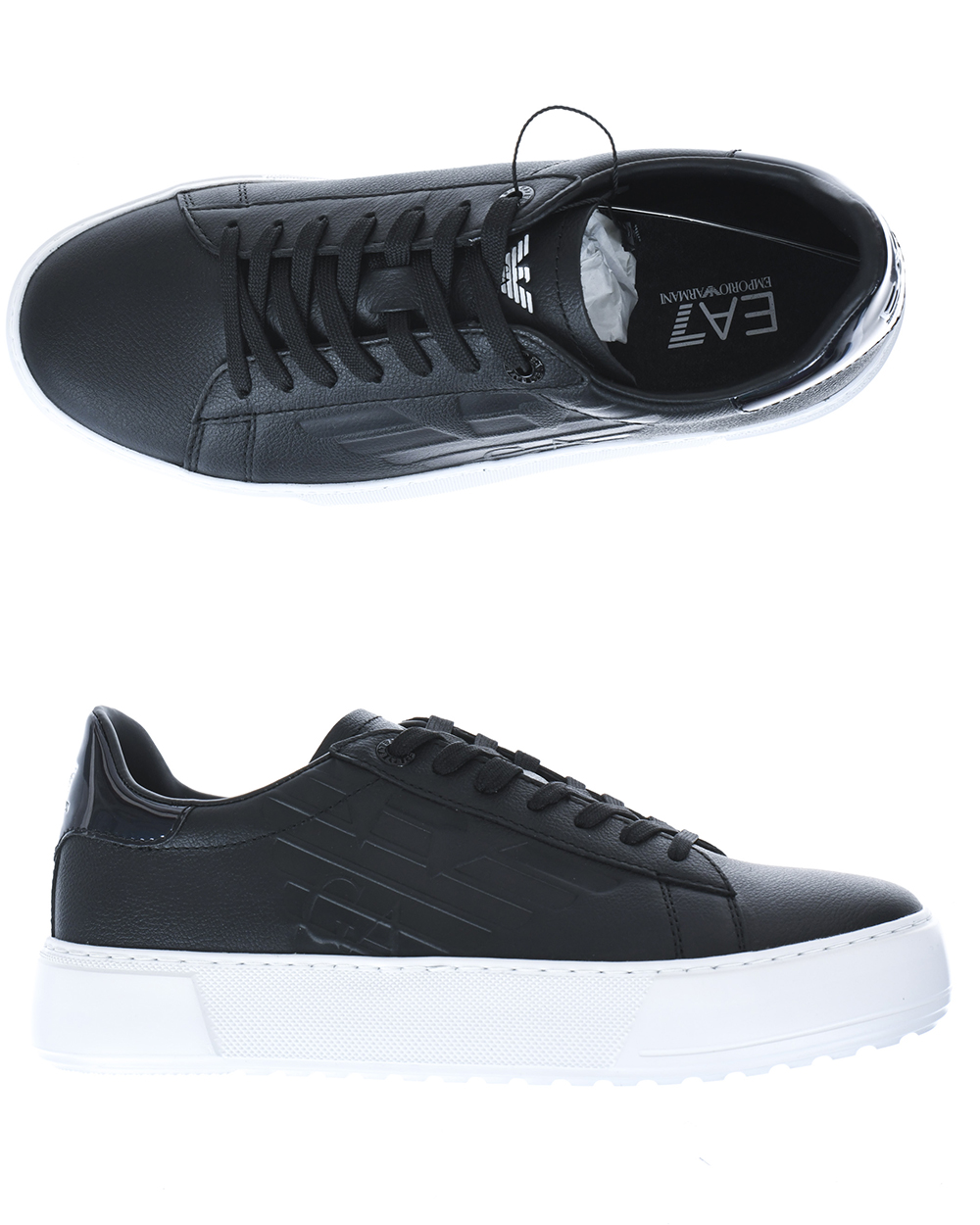 Emporio Armani Ea7 Shoes Sneaker Leather Man Black X8X003XK003 2 Sz.6 ...