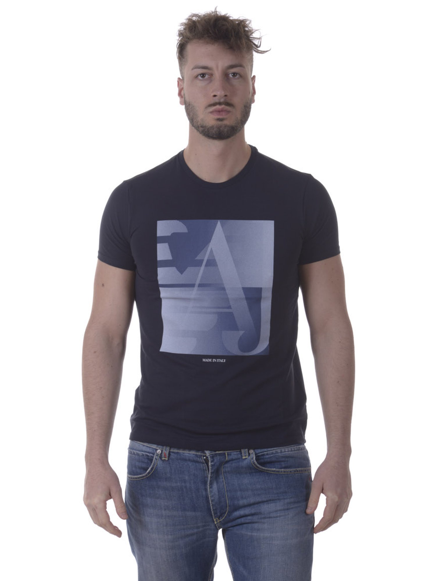 Armani Jeans AJ T-Shirt Sweatshirt Man Blue 3Y6T176J1FZ 1579 Sz M