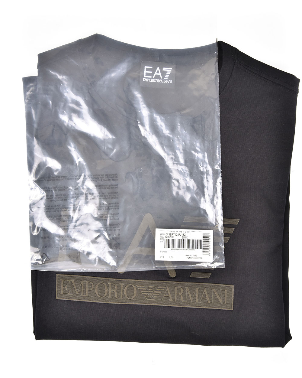EA7 EMPORIO ARMANI◆テープロゴパーカー/S/コットン/BLK/無地/6KTM13 TJ6PZ EMPORIO ARMANI(エンポリオアルマーニ) / パーカー/XS/コットン