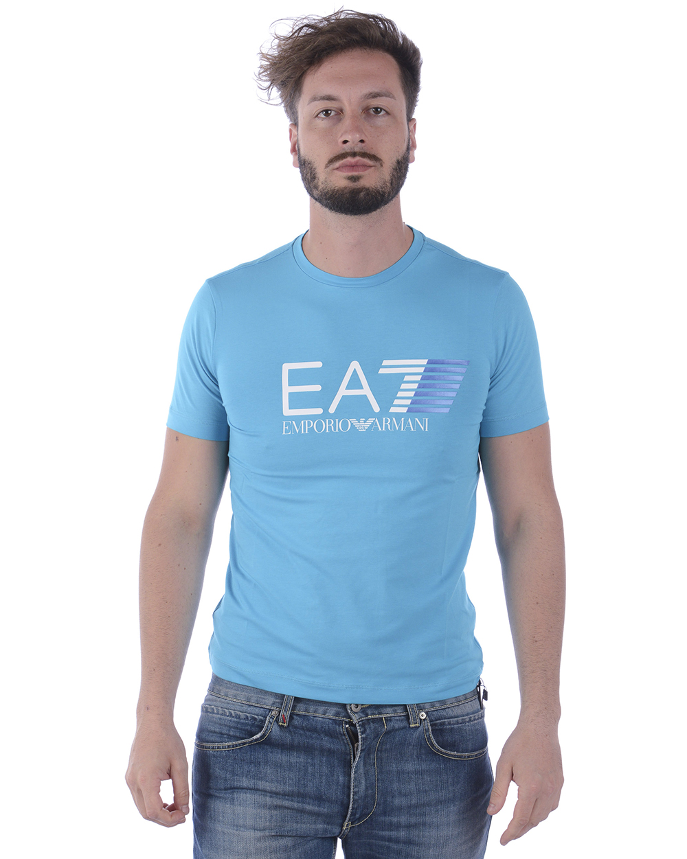 Emporio Armani EA7 T-Shirt Man Light Blue 3ZPT62PJ03Z 1505