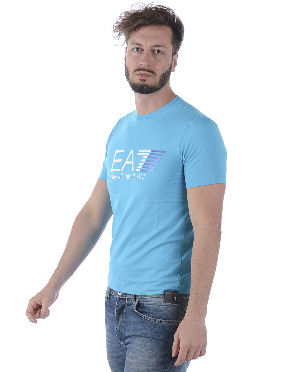 Tシャツ・カットソー EMPORIO ARMANI Men T-shirt Blue EM001033AF10017 MB192 EMPORIO ARMANI New Blue Men's cotton T-shirt Size: M L XL