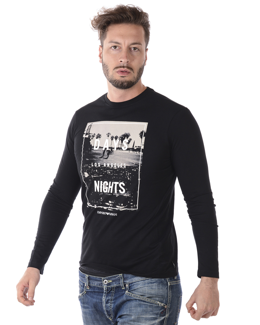 トップス EMPORIO ARMANI knit black made in Italy Emporio Armani T-Shirt Sweatshirt Man Black 6Z1TB91J19Z 999 Sz.XL