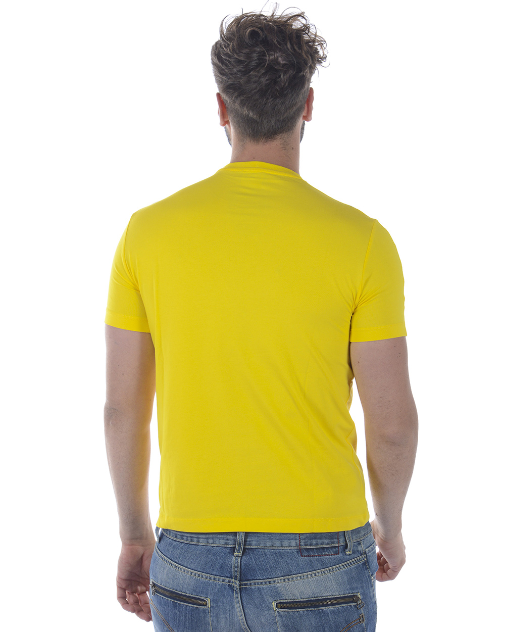 ARMANI JEANS Tシャツ イエロー USA6 カジュアル ロゴ 光沢 3.jpg