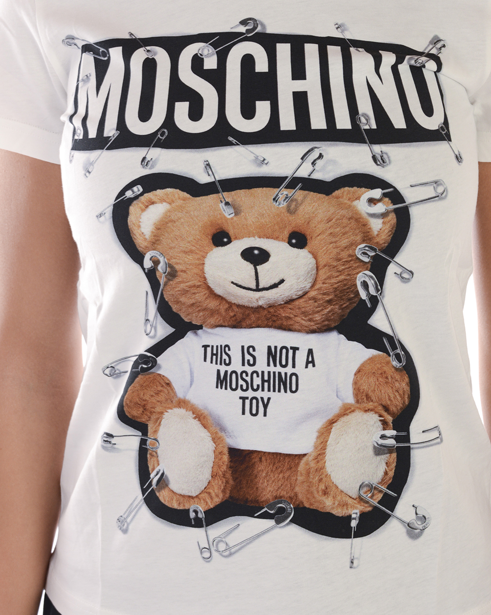 T-shirt Moschino Coton Femme - Taille 38, Couleur Blanc - Neuf Avec étiquettes, Fabriqué Au Portugal