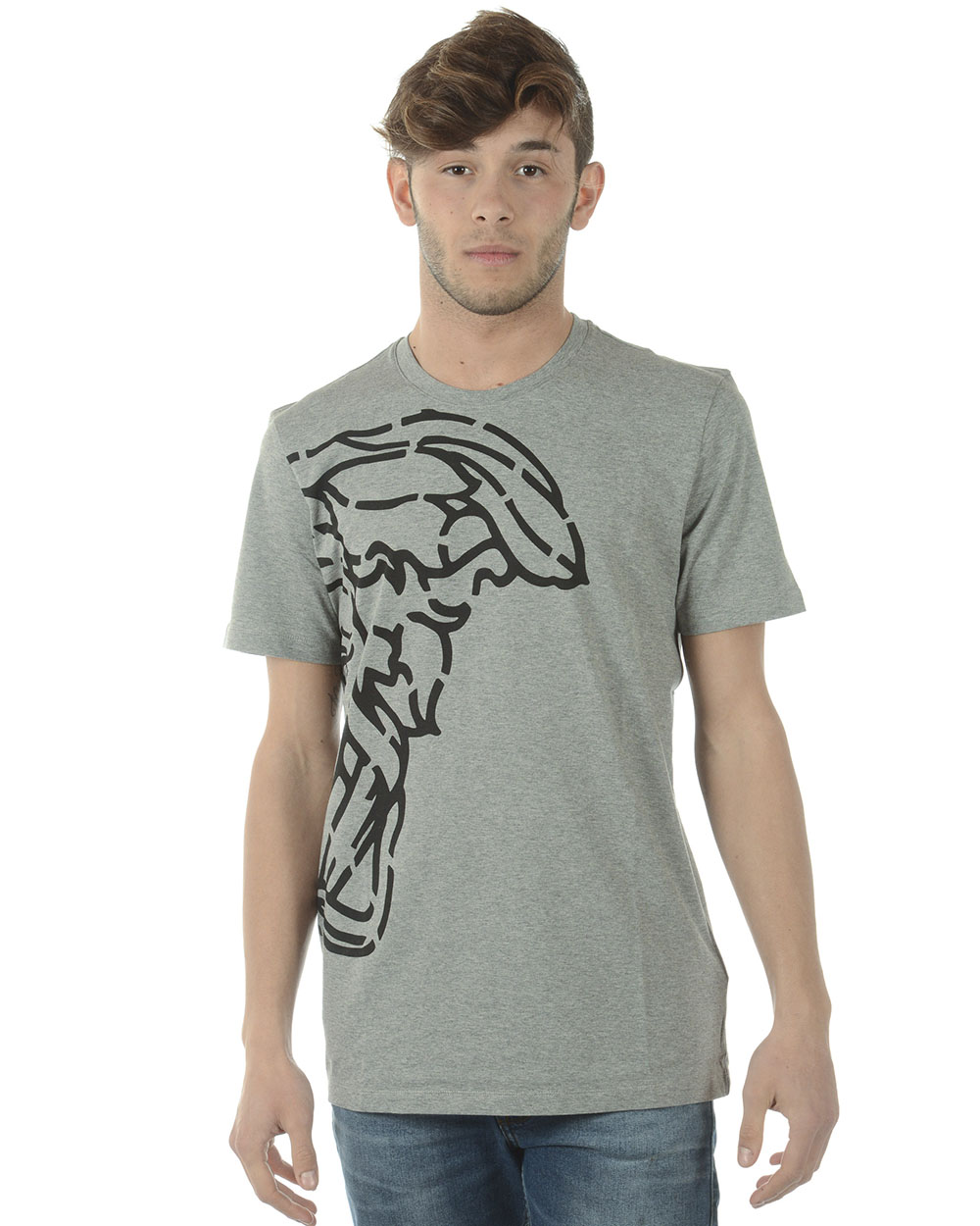 VERSACE 七分のTシャツ 刺繍入り クーペ ブラゾン Tシャツ ブラック | VERSACE JP