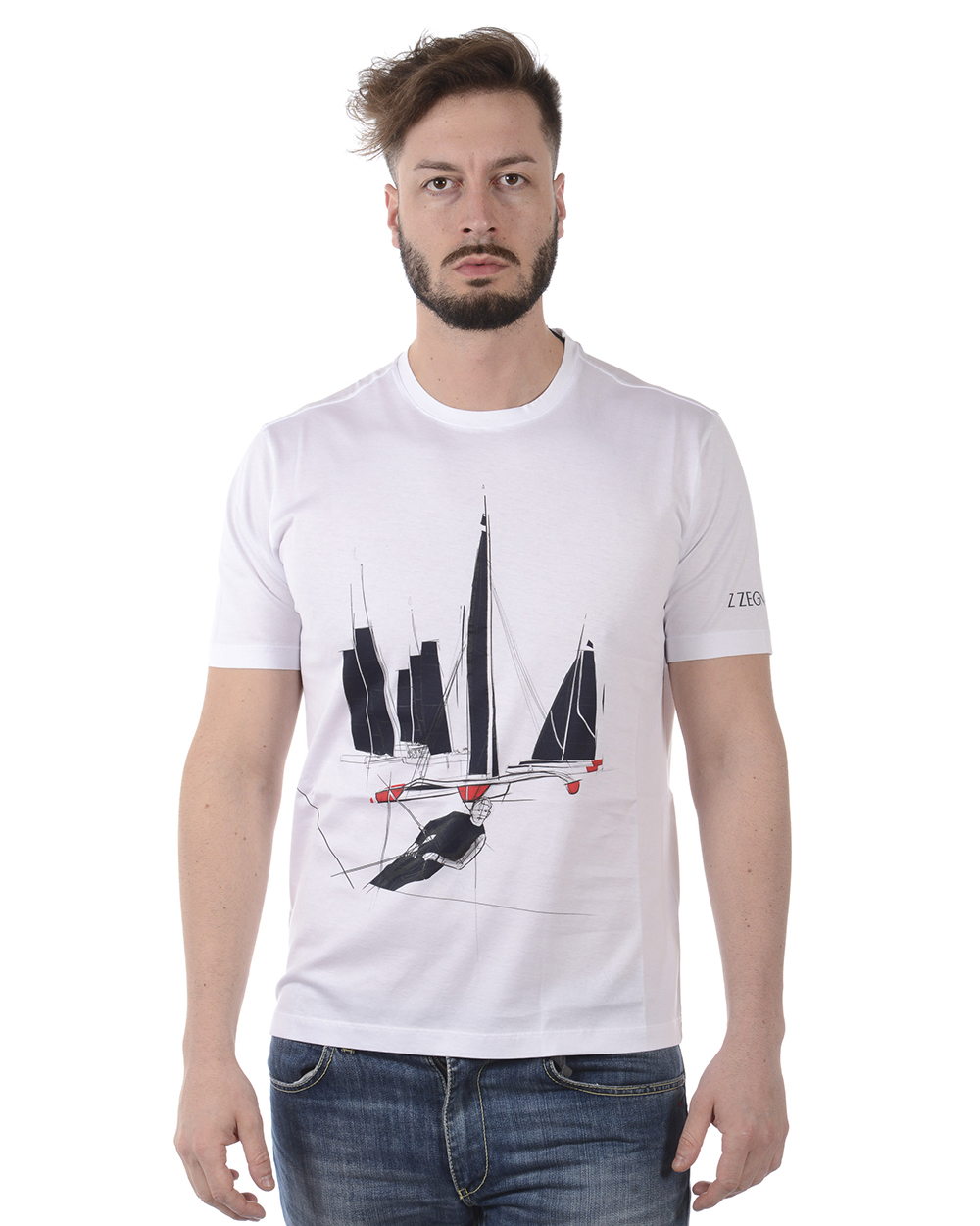 Zegna T-Shirt Sweatshirt Cotton Man White VP372ZZB630 6Y7 Sz